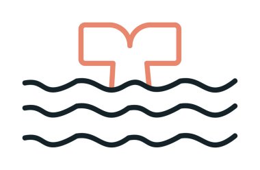 Moda tarzında izole edilmiş arka planda su ikonu olan balina kuyruğu