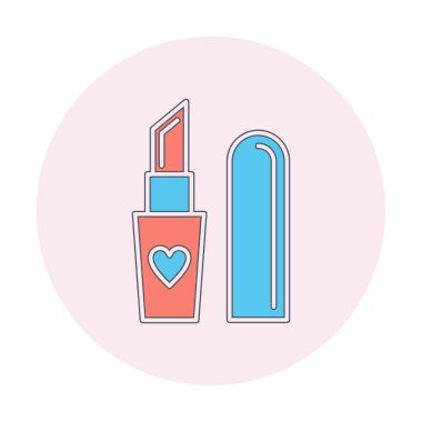 güzellik ruj simgesi düz stil, vektör illüstrasyonu