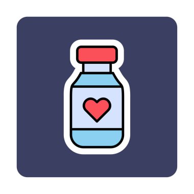 Vitamin şişesi simgesi, vektör illüstrasyonu
