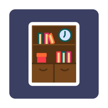 kitaplık düz simge, vektör illüstrasyonu 