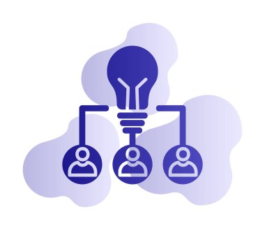 Takım Fikri, ampul ve iş dünyası ikonu, vektör illüstrasyonu