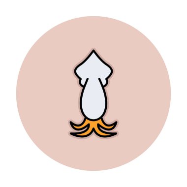 Beyaz arkaplanda mürekkep balığı vektörü simgesi 