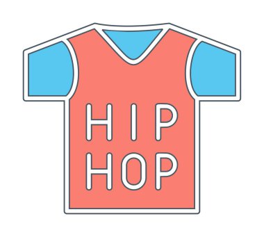 Hip hop metni ve vektör illüstrasyonlu tişört  