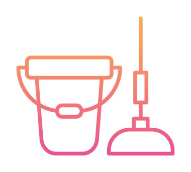 kova ve paspas simgesi, vektör illüstrasyonu  