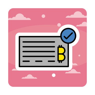 Bank Check web simgesi, vektör illüstrasyonu 