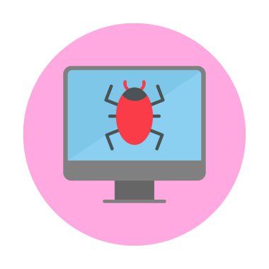 Basit Bilgisayar Virüsü simgesi, vektör illüstrasyonu