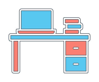 Ofis masa simgesinin vektör illüstrasyonu 