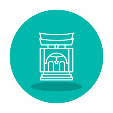 Basit antik Asya Tapınağı simgesi, vektör illüstrasyonu