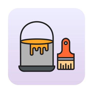 Boya fırçası ve kova vektör çizimi, simge ögesi arkaplanı                    