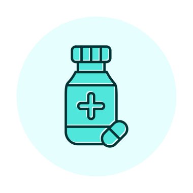 İlaç ikonlu ilaç şişesinin vektör çizimi