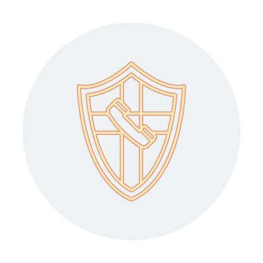 Eski moda telefon ahizesi simgesi olan bir kalkan. Güvenli telefon hattı. vektör çizimi tasarımı