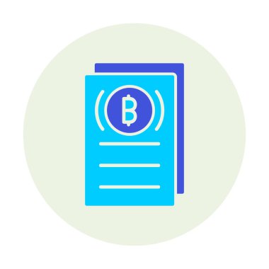 Belgeler ve bitcoin simgesinin vektör illüstrasyonu 