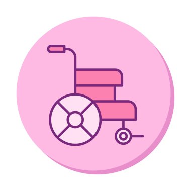 Basit Tekerlekli sandalye Simgesi, vektör illüstrasyonu