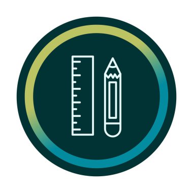 Kalem ve cetveli satırı simgesi, vektör çizim