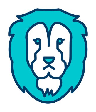 Aslan başı düz simgesi, vektör illüstrasyonu