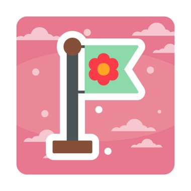 Sakura bayrak simgesi, vektör illüstrasyonu 