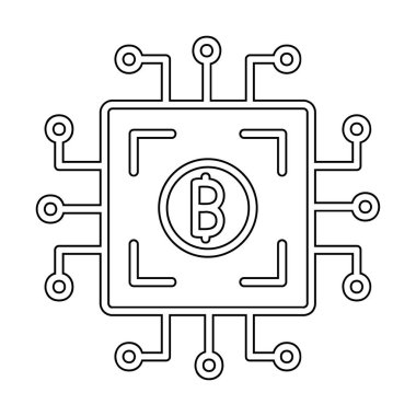  Bitcoin dijital para birimi. Bilgisayar devre kartı. simge izole edilmiş arkaplan