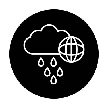 Dünya yağmurlu bir gün. Web simgesi basit tasarım