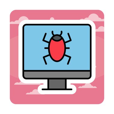 Basit Bilgisayar Virüsü simgesi, vektör illüstrasyonu