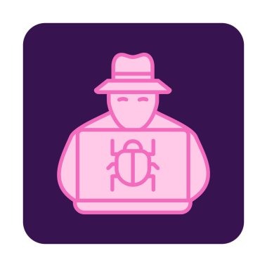 Basit Bilgisayar Hacker simgesi, vektör illüstrasyonu