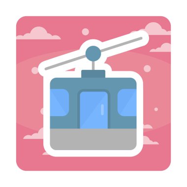 Modern Cable Car Cabin simgesinin vektör çizimi                   