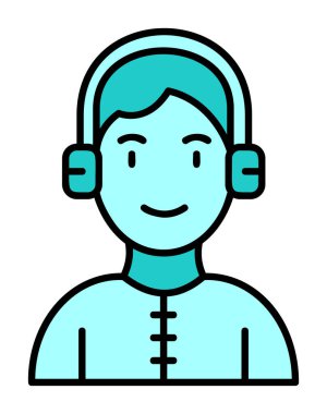 DJ avatar web simgesi, vektör illüstrasyonu 