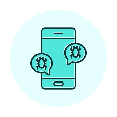 akıllı telefon virüslerle enfekte, vektör illüstrasyonu basit tasarım