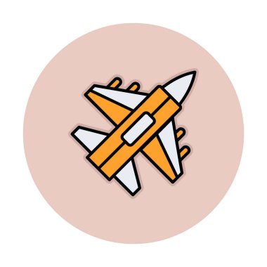 Jet Fighter ikonu. Askeri uçak uçuşu. vektör illüstrasyonu