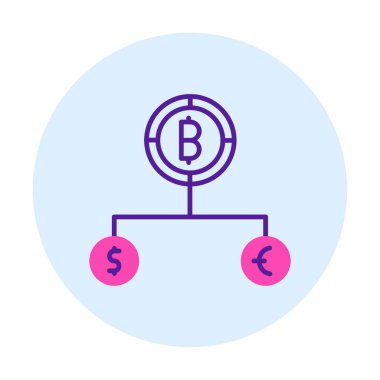 Para birimi yapısını bitcoin, dolar ve avro sembolleriyle böl 