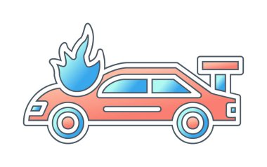 Yanan Araba ikon vektör illüstrasyonuName