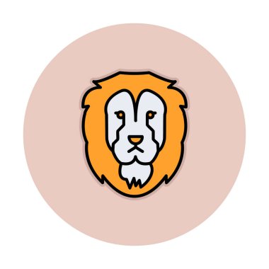 Aslan başı düz simgesi, vektör illüstrasyonu