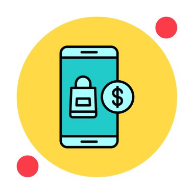 mobil bankacılık ve dolar simge vektörü 