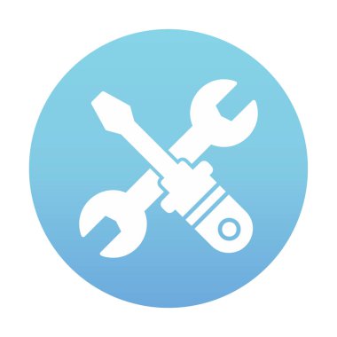 İngiliz anahtarı ve tornavida ikonu. Web için araç vektör simgesinin özet çizimi                              