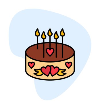Mumlu doğum günü pastası ikon vektör çizimi                    