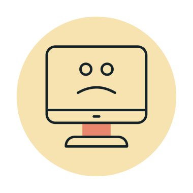 Bilgisayar simgesi üzerindeki mavi ekran, hata sembolü, illüstrasyon tasarımı, vektör grafiği 