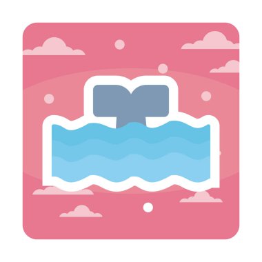 Moda tarzında izole edilmiş arka planda su ikonu olan balina kuyruğu