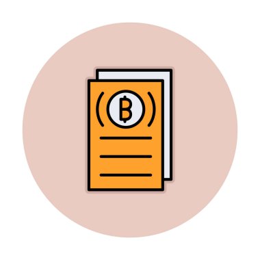 Belgeler ve bitcoin simgesinin vektör illüstrasyonu 