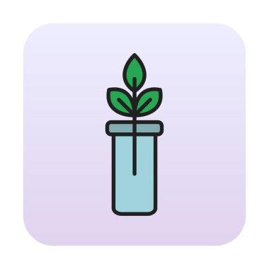 bir test tüpünde bitki, gmo konsepti, vektör illüstrasyonu  