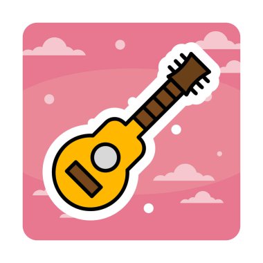 Basit düz gitar simgesi vektör çizimi