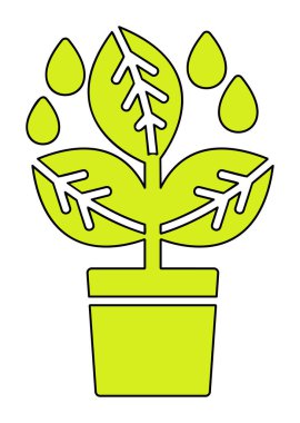 çömlek simgesine bitki, vektör illüstrasyonu 