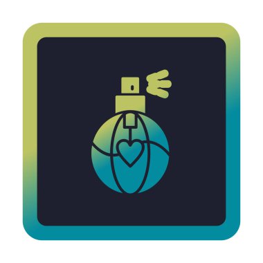 Kalp şekli simgesi olan parfüm şişesi 