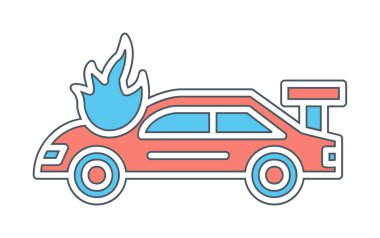 Yanan Araba ikon vektör illüstrasyonuName