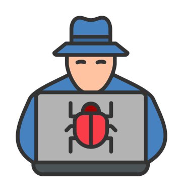 Basit Bilgisayar Hacker simgesi, vektör illüstrasyonu