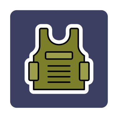 Kurşun geçirmez yelek ağ simgesi, vektör illüstrasyonu