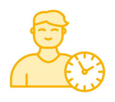 Zaman simgesi olan insan avatarı, vektör illüstrasyonu 