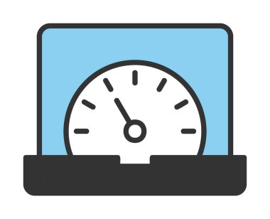 Vektör hızı test dizüstü bilgisayarı web simgesi, vektör illüstrasyonu