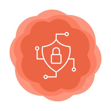 Asma kilit simgesi, vektör illüstrasyonlu güvenli kalkan