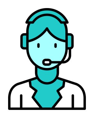 Basit Müşteri Hizmeti Temsilcisi simgesi, vektör illüstrasyonu