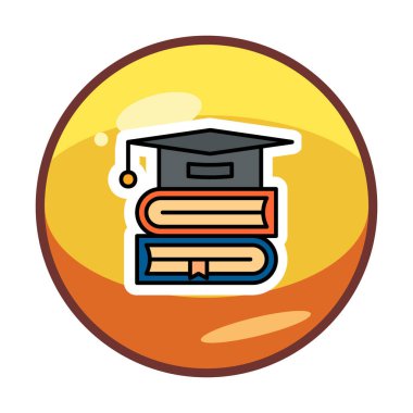 mezuniyet başlığı ve kitap simgesi vektör çizimi tasarımı