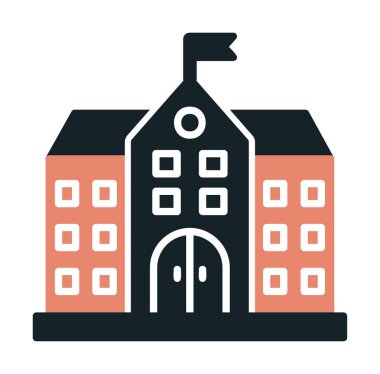 Üniversite binası ikonu. Düz renk tasarımı. vektör illüstrasyonu.                           